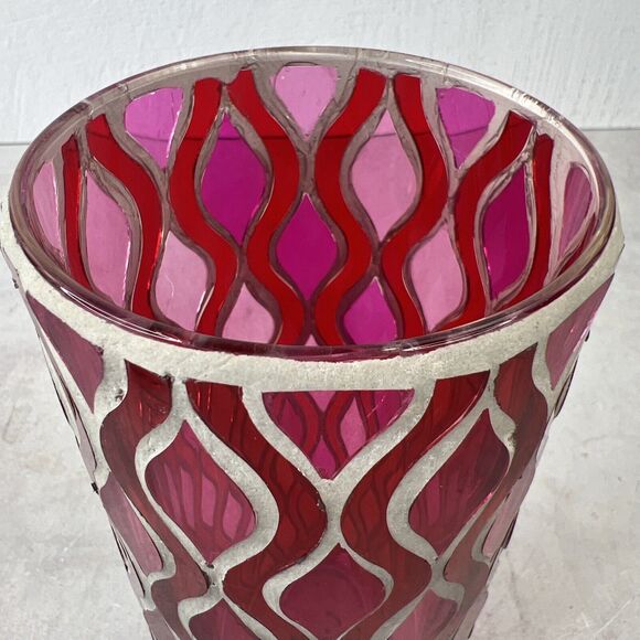Vintage 1960s Mod Pink Swirl Psychedelic Glass Vase Hippie Boho 8.25"H X 3.25” W - Picture 6 of 12